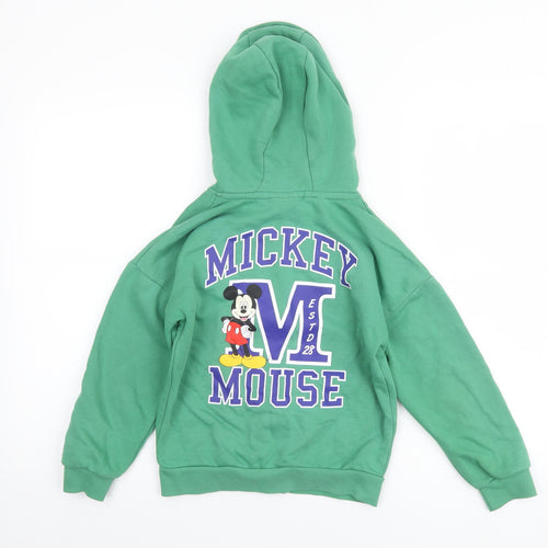 Disney Boys Green Full Zip Hoodie Mickey Mouse 7-8 Years Cotton Blend