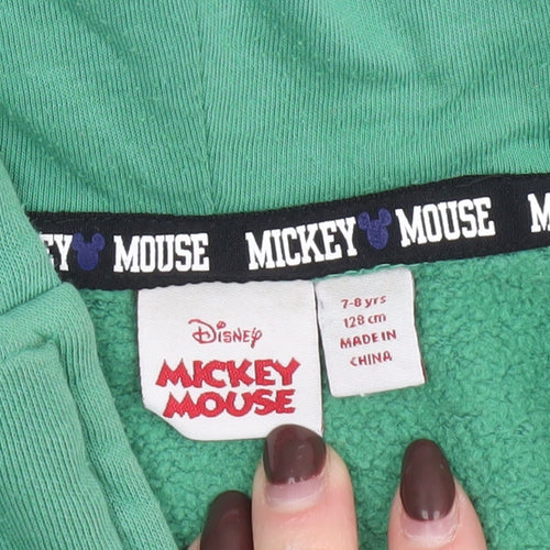 Disney Boys Green Full Zip Hoodie Mickey Mouse 7-8 Years Cotton Blend