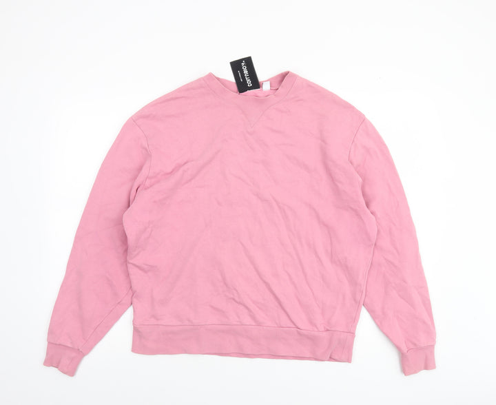 Collusion Womens Pink Cotton Pullover Sweatshirt Size S