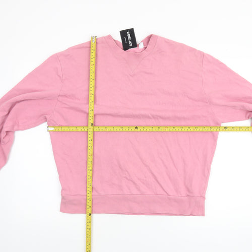 Collusion Womens Pink Cotton Pullover Sweatshirt Size S