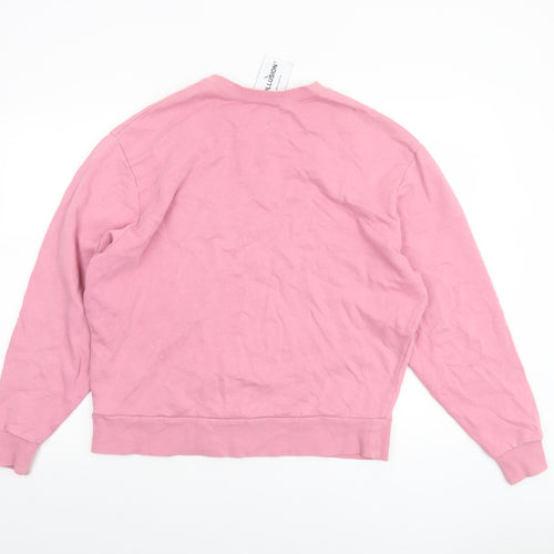 Collusion Womens Pink Cotton Pullover Sweatshirt Size S