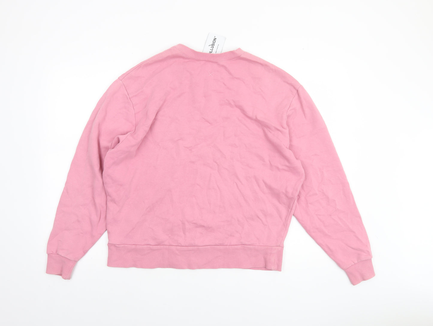 Collusion Womens Pink Cotton Pullover Sweatshirt Size S