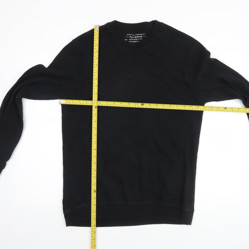 Pull&Bear Men's Black Medium Crew Neck Knit Sweatshirt