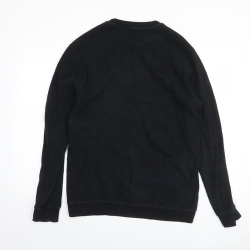Pull&Bear Men's Black Medium Crew Neck Knit Sweatshirt