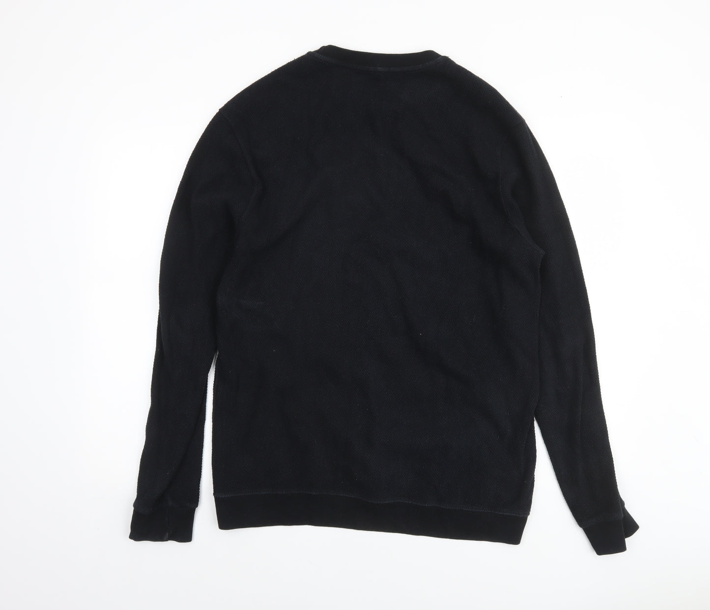 Pull&Bear Men's Black Medium Crew Neck Knit Sweatshirt