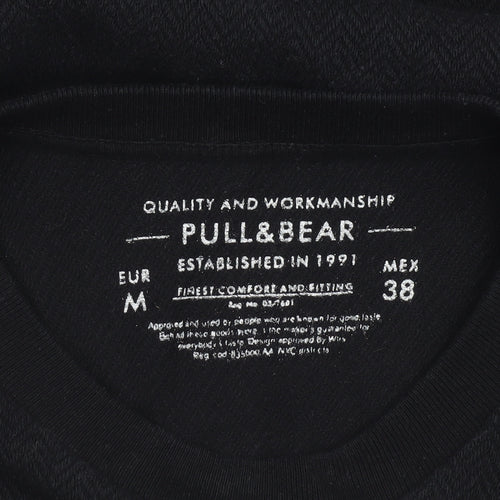Pull&Bear Men's Black Medium Crew Neck Knit Sweatshirt