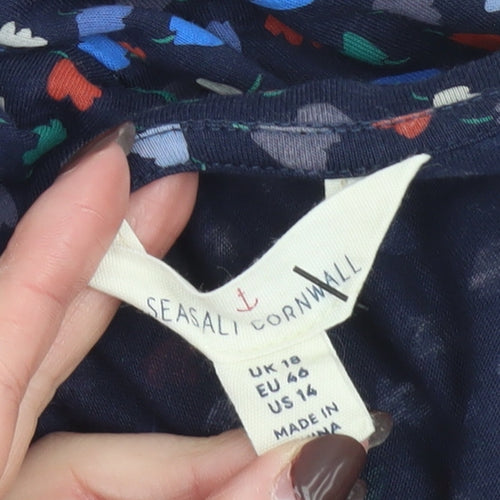 Seasalt Cornwall Women’s Blue Floral Tunic Blouse Size 18