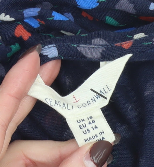 Seasalt Cornwall Women’s Blue Floral Tunic Blouse Size 18