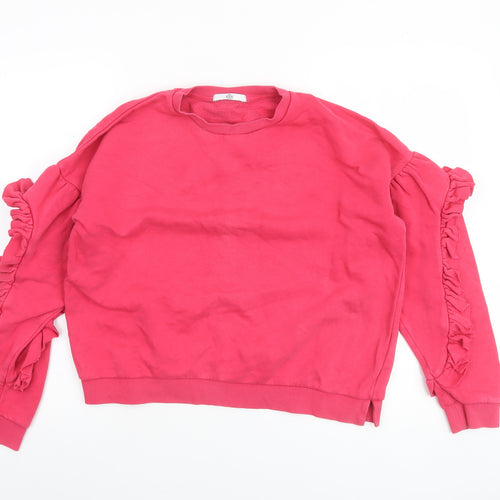 Marks and Spencer Girls Pink Ruffle Sleeve Crew Neck Sweatshirt 13-14 Years