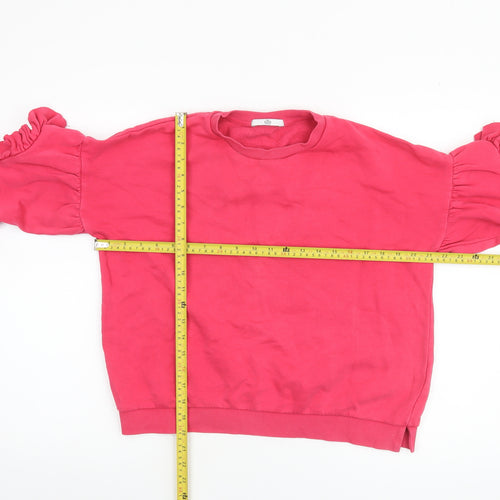 Marks and Spencer Girls Pink Ruffle Sleeve Crew Neck Sweatshirt 13-14 Years