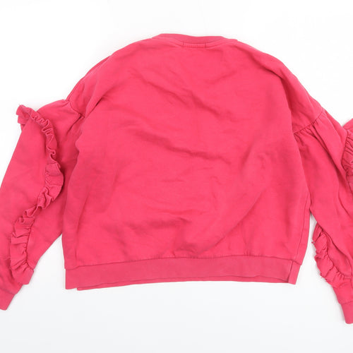 Marks and Spencer Girls Pink Ruffle Sleeve Crew Neck Sweatshirt 13-14 Years