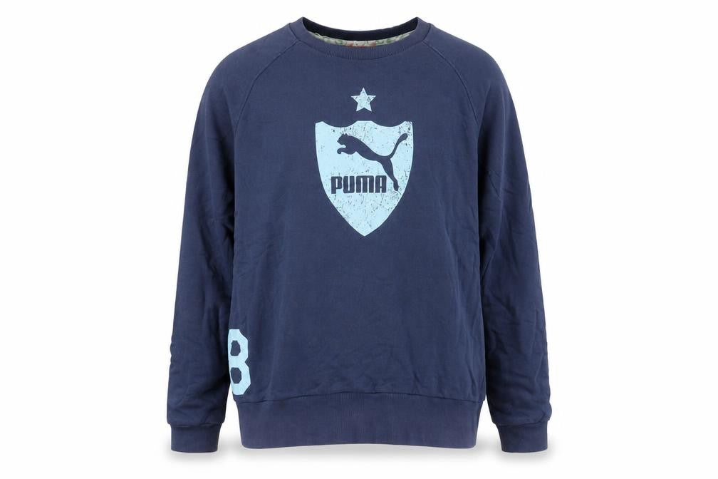 Front view of Puma Men's Blue XL Crew Neck Pullover Sweatshirt Sports Cotton