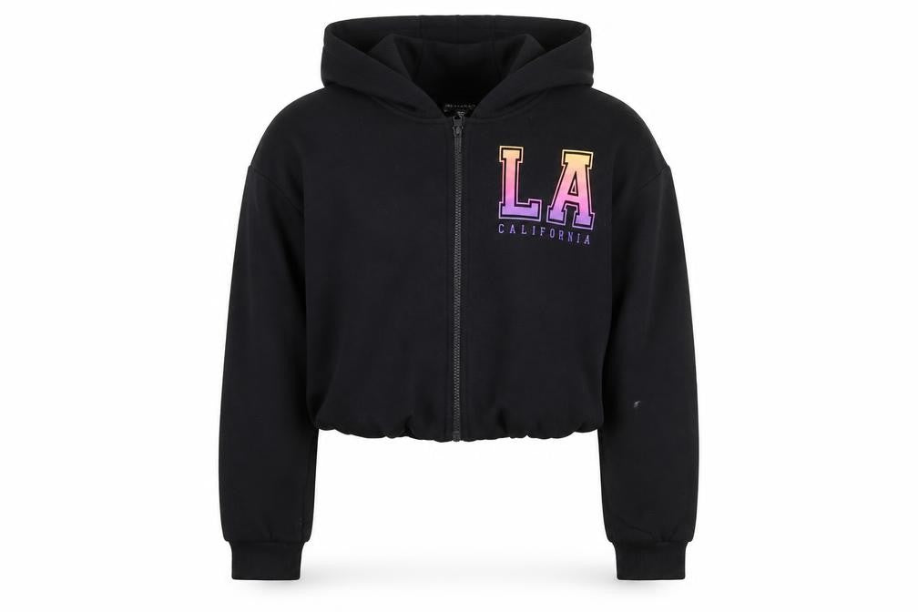 Primark Girls Black Full Zip LA California Hoodie 13-14 Years