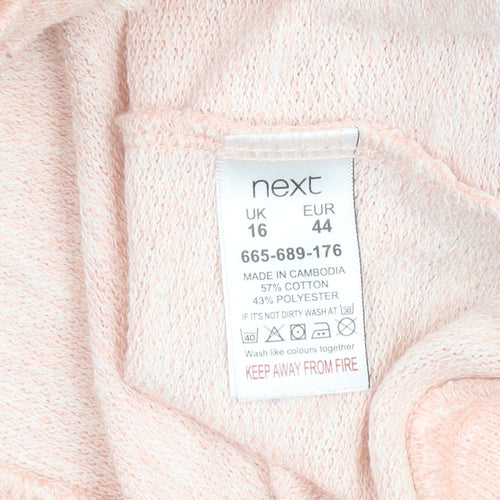 Next Womens Peach Full Zip Hoodie Size 16 Cotton Blend Casual
