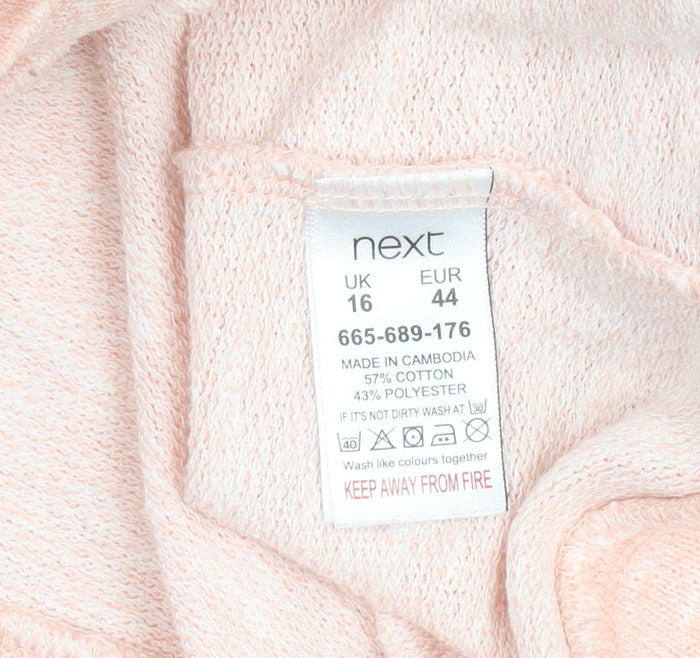 Next Womens Peach Full Zip Hoodie Size 16 Cotton Blend Casual