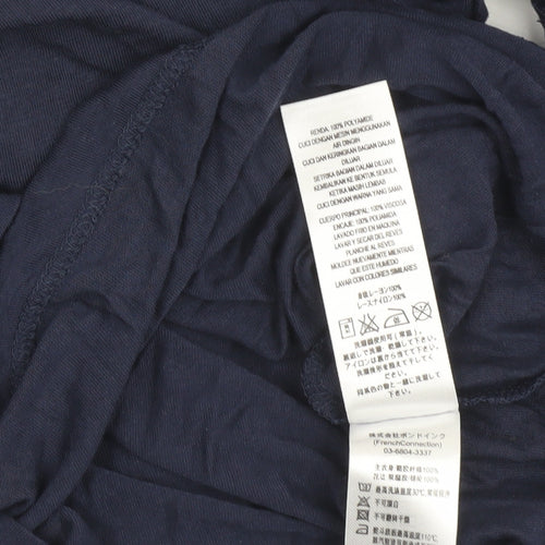 French Connection Women's Blue Lace Shoulder Long Sleeve Jersey Blouse Size S