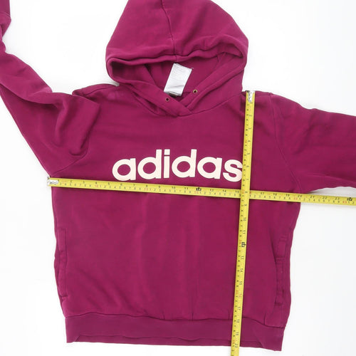 Adidas Womens Purple Pullover Hoodie UK 12-14 Medium Cotton Blend