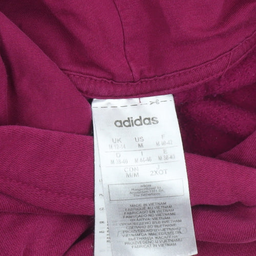 Adidas Womens Purple Pullover Hoodie UK 12-14 Medium Cotton Blend