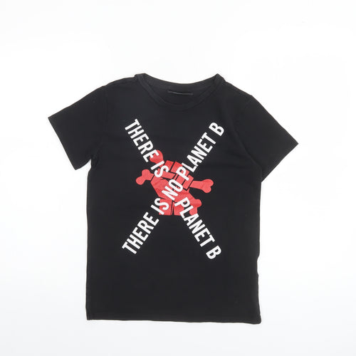 John Richmond Boys Black Graphic Print Cotton T-Shirt Age 10