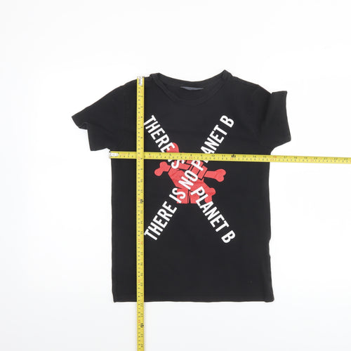 John Richmond Boys Black Graphic Print Cotton T-Shirt Age 10