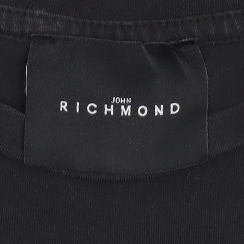 John Richmond Boys Black Graphic Print Cotton T-Shirt Age 10