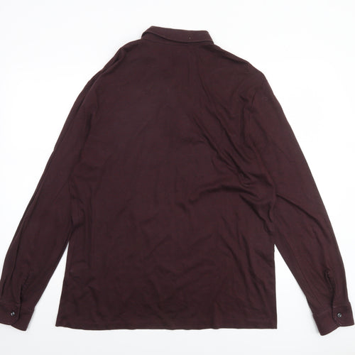 Charles Tyrwhitt Men's Brown Long Sleeve Cotton Polo Shirt L