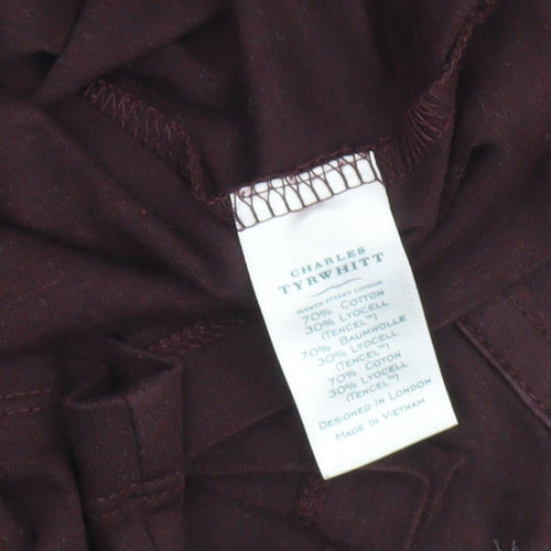 Charles Tyrwhitt Men's Brown Long Sleeve Cotton Polo Shirt L