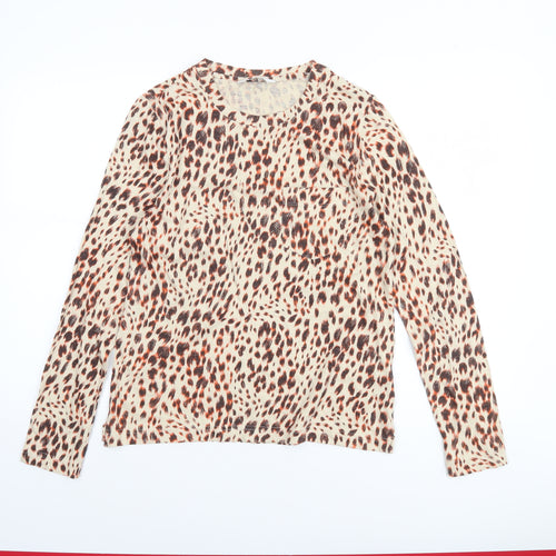 Marks and Spencer Women’s Multicoloured Animal Print Cotton Long Sleeve T-Shirt Size 8