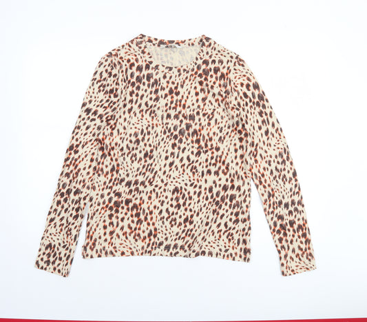 Marks and Spencer Women’s Multicoloured Animal Print Cotton Long Sleeve T-Shirt Size 8