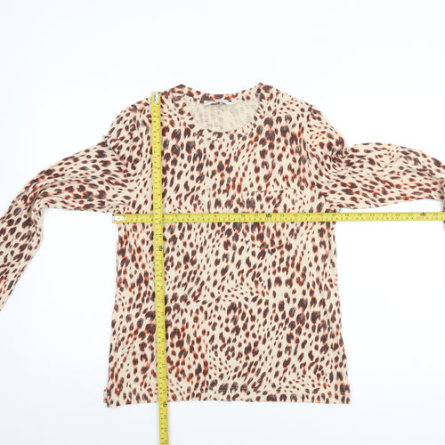 Marks and Spencer Women’s Multicoloured Animal Print Cotton Long Sleeve T-Shirt Size 8