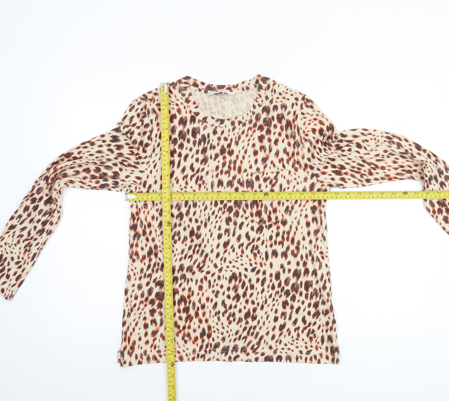 Marks and Spencer Women’s Multicoloured Animal Print Cotton Long Sleeve T-Shirt Size 8