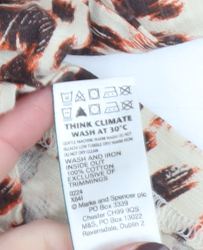 Marks and Spencer Women’s Multicoloured Animal Print Cotton Long Sleeve T-Shirt Size 8