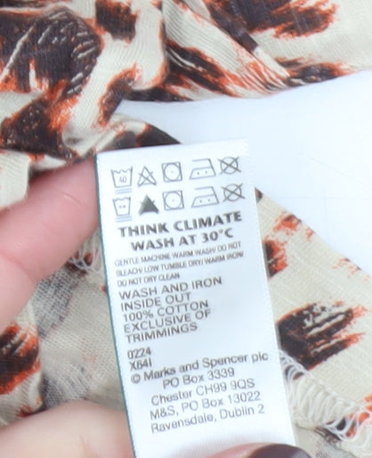 Marks and Spencer Women’s Multicoloured Animal Print Cotton Long Sleeve T-Shirt Size 8