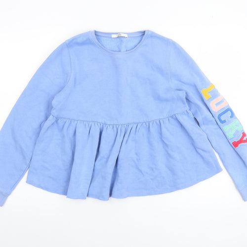 Marks and Spencer Girls Blue 'Lucky' Pullover Sweatshirt 12-13 Years