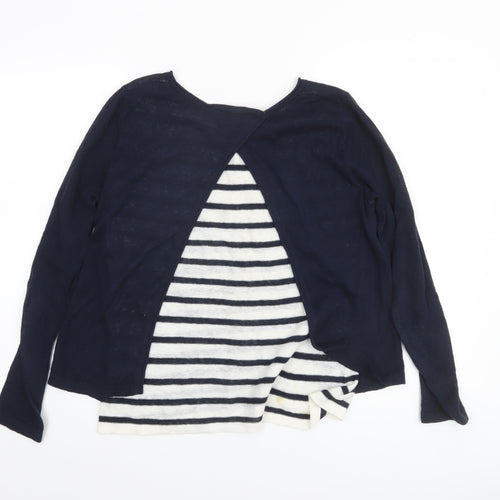 Kew Women’s Blue Striped Linen Cotton Jumper Size S 10