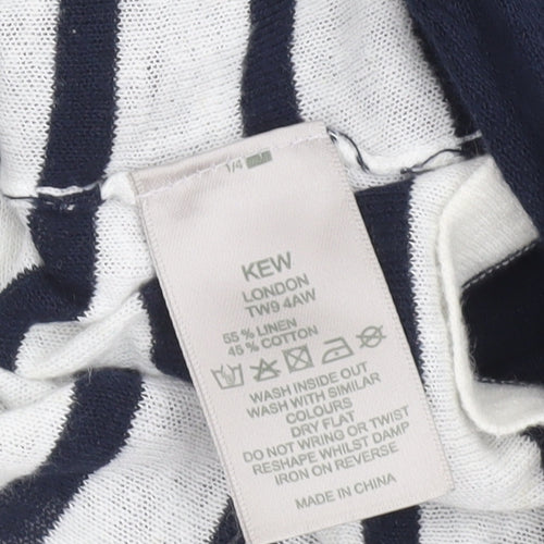 Kew Women’s Blue Striped Linen Cotton Jumper Size S 10
