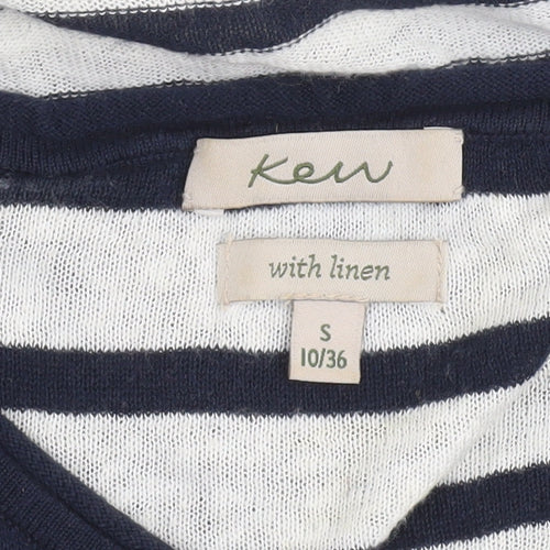Kew Women’s Blue Striped Linen Cotton Jumper Size S 10