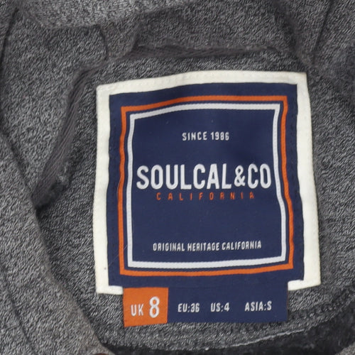 SoulCal & Co Women's Grey Pullover Hoodie UK 8 Cotton Blend Casual