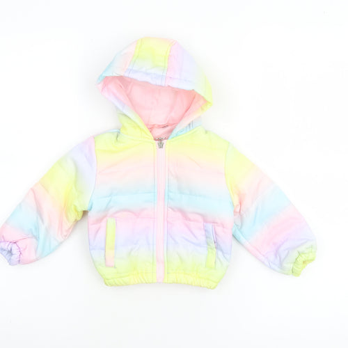 Pink Rabbit Unisex Baby Multicoloured 6-9M Hooded Puffer Jacket