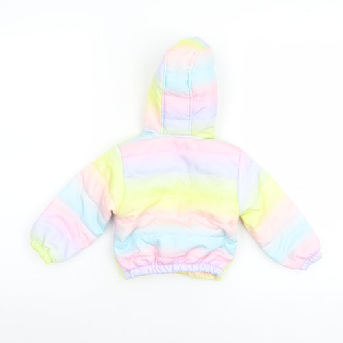 Pink Rabbit Unisex Baby Multicoloured 6-9M Hooded Puffer Jacket