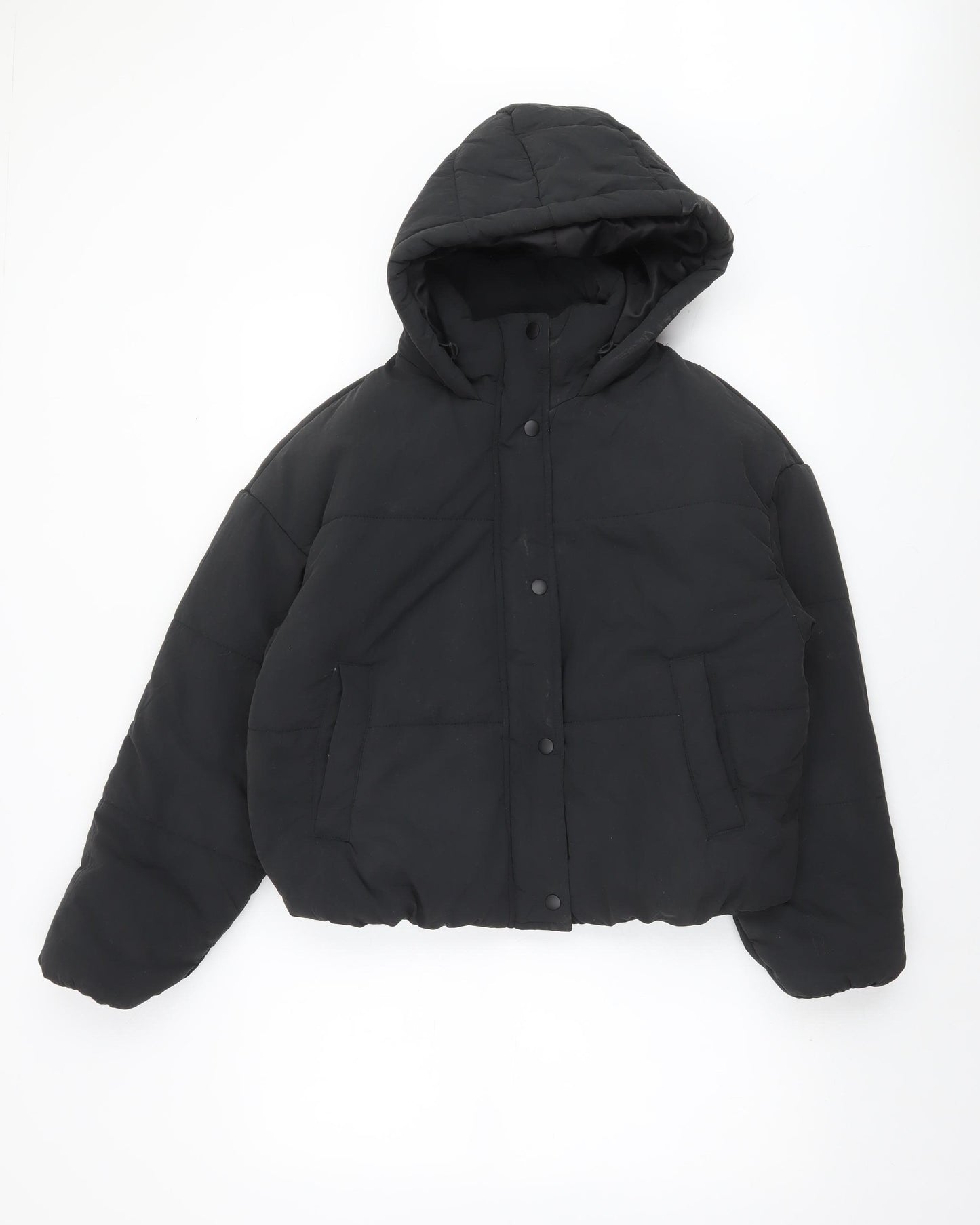 Marks and Spencer Women's Black Size 10 Cropped Puffer Jacket Hooded Stormwear