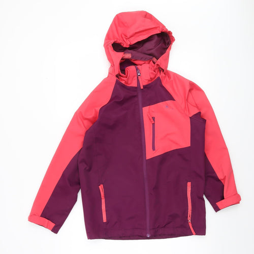 Hi Gear Girls Pink Colourblock Waterproof Hooded Rain Jacket 9-10 Years