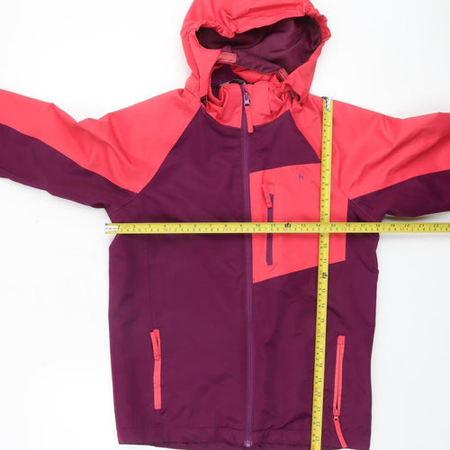 Hi Gear Girls Pink Colourblock Waterproof Hooded Rain Jacket 9-10 Years