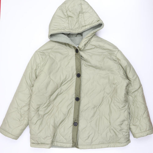 ASOS DESIGN Women’s Green Puffer Jacket UK 14 Hooded Quilted Winter Coat