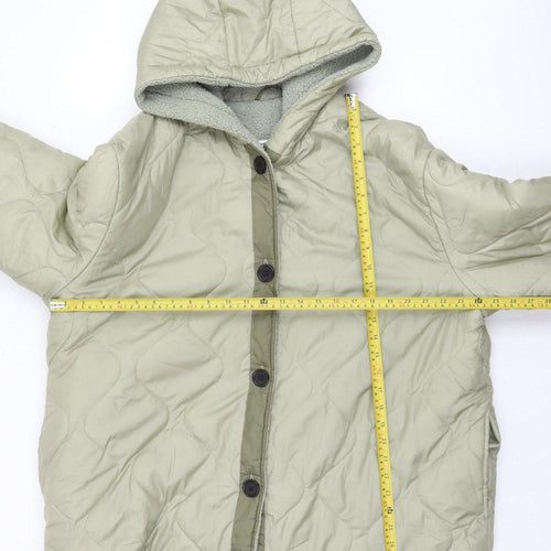 ASOS DESIGN Women’s Green Puffer Jacket UK 14 Hooded Quilted Winter Coat