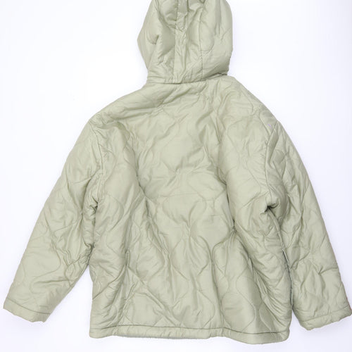 ASOS DESIGN Women’s Green Puffer Jacket UK 14 Hooded Quilted Winter Coat