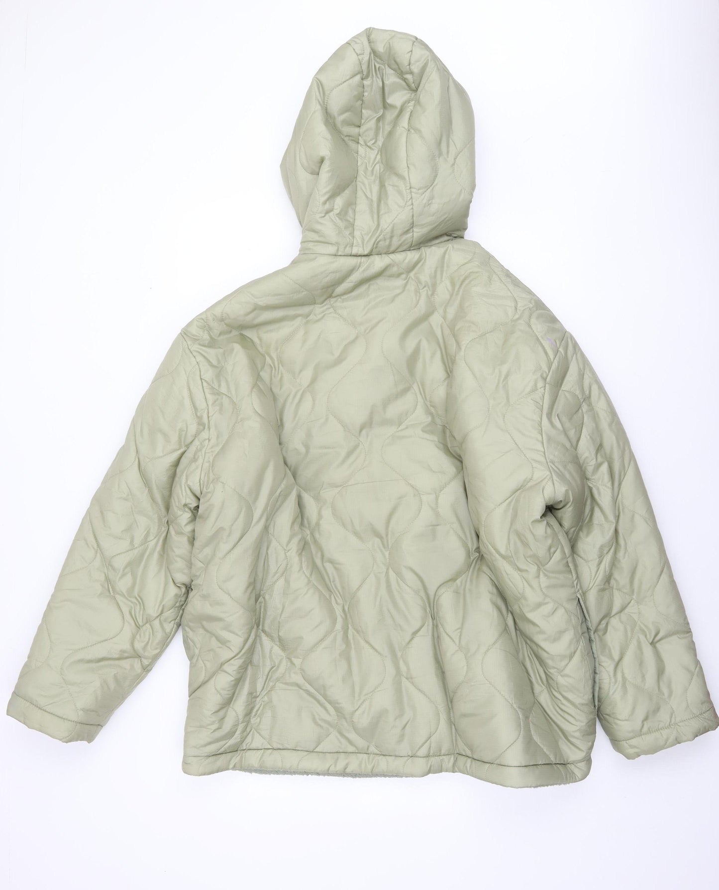 ASOS DESIGN Women’s Green Puffer Jacket UK 14 Hooded Quilted Winter Coat