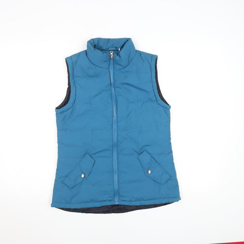 Tru Womens Blue Size 10 Quilted Puffer Waistcoat with Zip Pockets