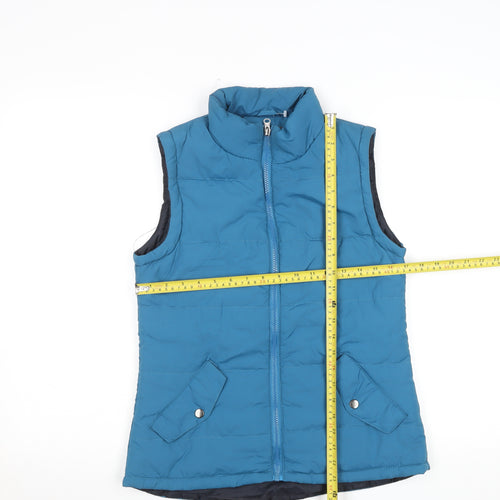 Tru Womens Blue Size 10 Quilted Puffer Waistcoat with Zip Pockets