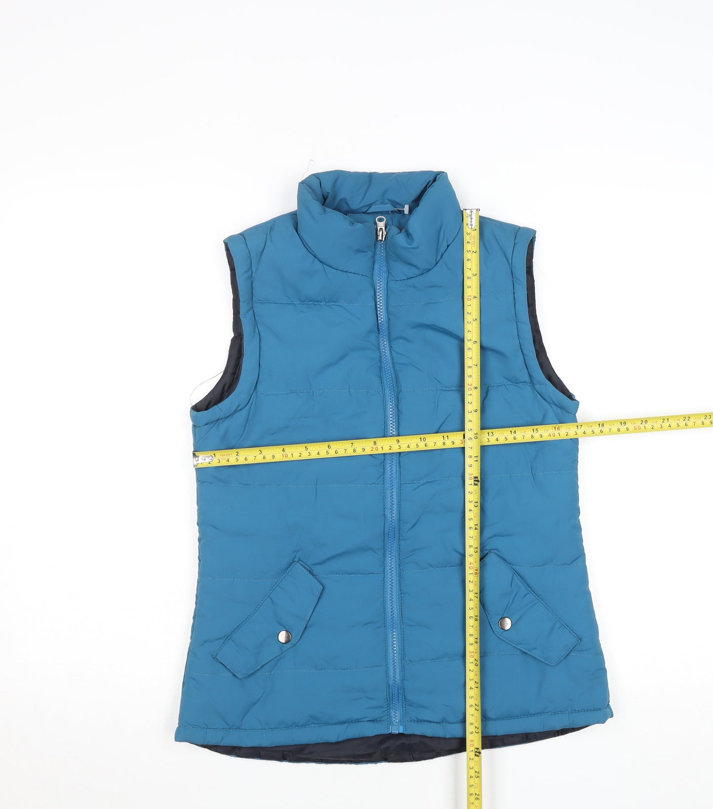 Tru Womens Blue Size 10 Quilted Puffer Waistcoat with Zip Pockets